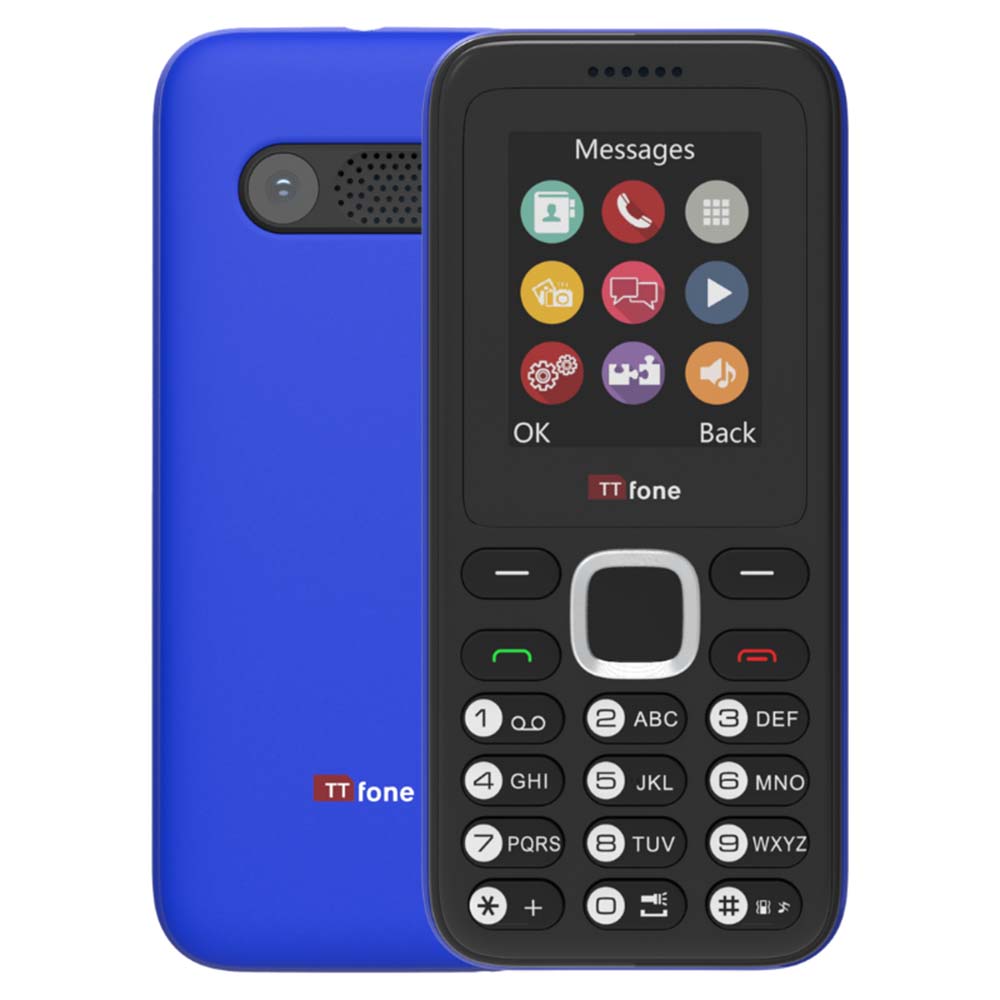 TTfone TT150 Blue Dual SIM Mobile with USB Cable, O2 Pay As You Go