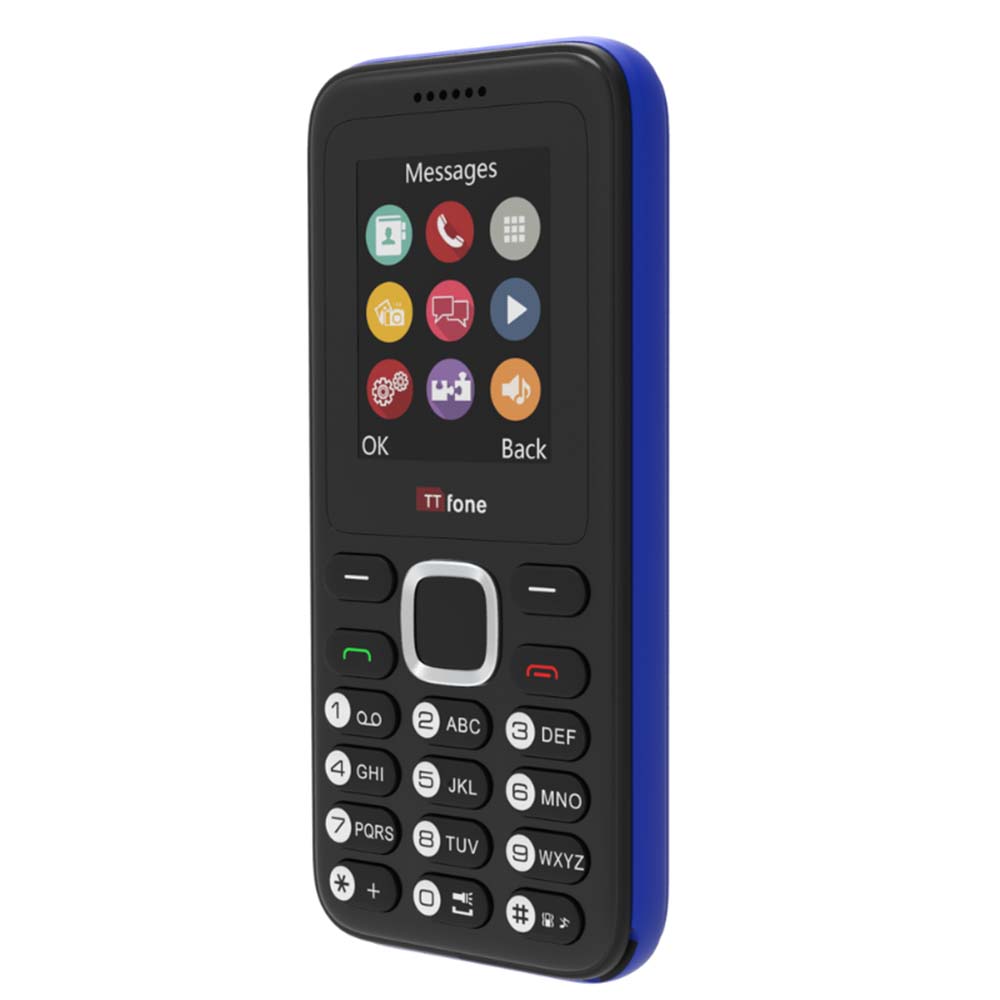 TTfone TT150 Blue Dual SIM Mobile with USB Cable, O2 Pay As You Go