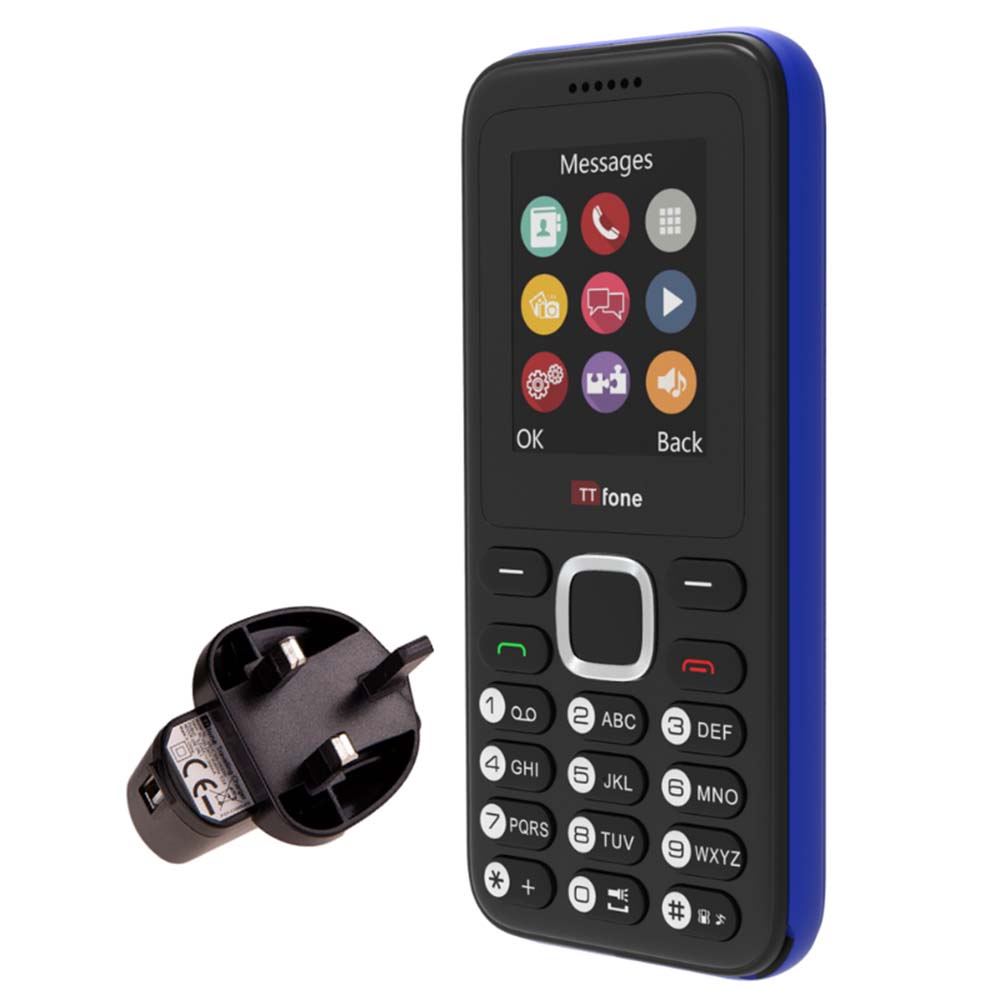 Warehouse Deals - TTfone TT150 Blue Dual SIM Mobile with Mains Charger, EE Pay As You Go