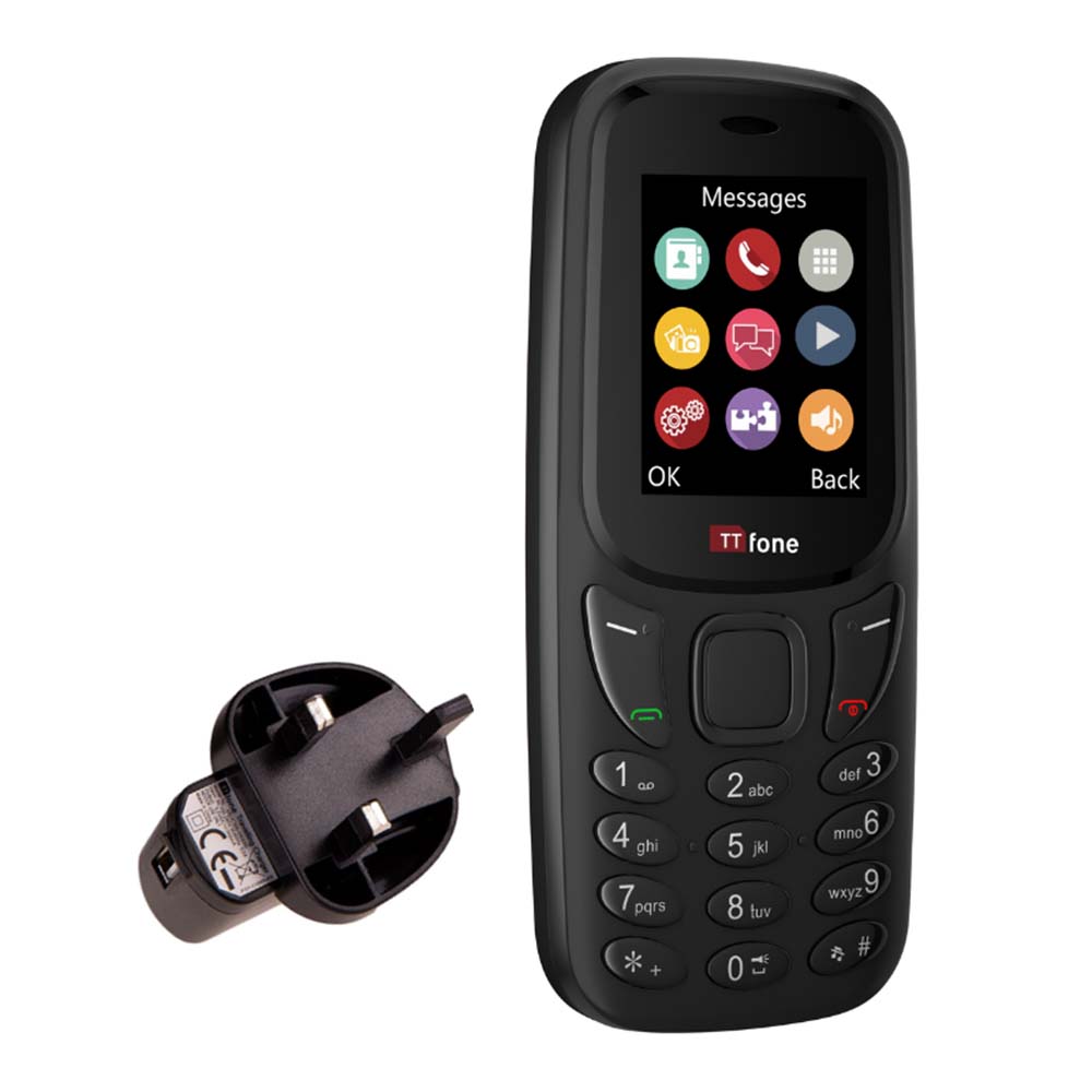 TTfone TT170 Black Dual SIM with Mains Charger, Vodafone Pay As You Go