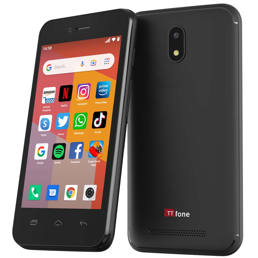 Warehouse Deals - TTfone Black TT20 Dual SIM with USB Cable, Giffgaff SIM Card