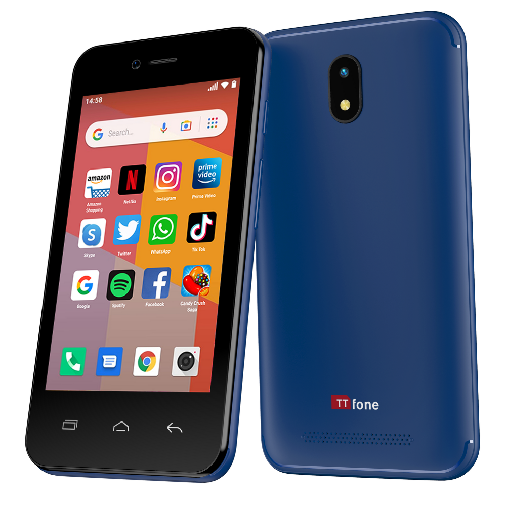 Warehouse Deals - TTfone Blue TT20 Dual SIM with Mains Charger, O2 SIM Card