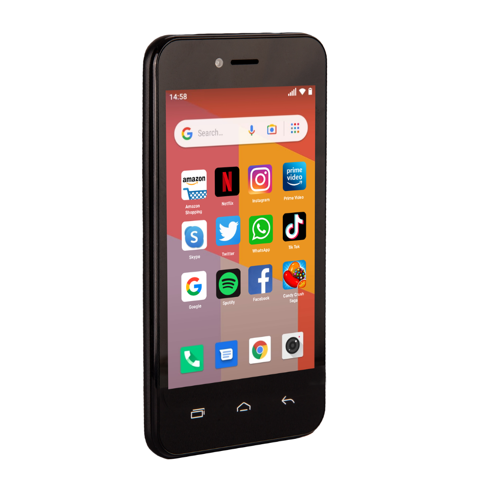 Returned Resale - TTfone Black TT20 Dual SIM with USB Cable, Giffgaff SIM Card