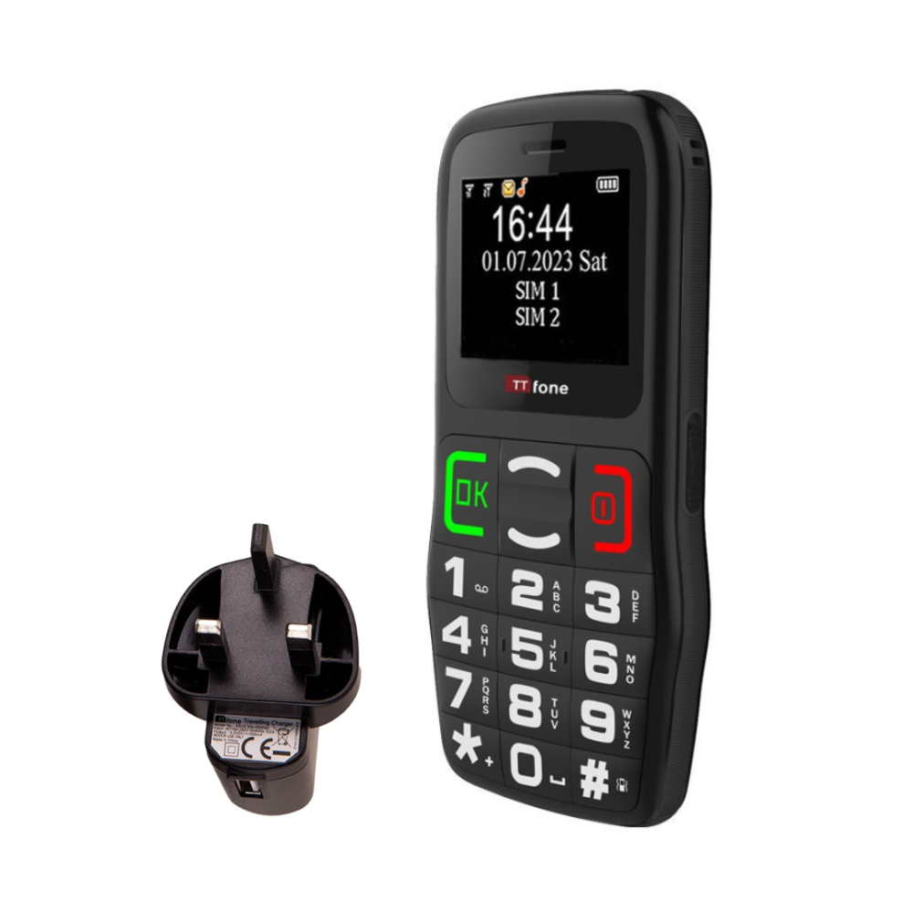 Returned Resale - TTfone TT220 Big Button Mobile with Mains Charger, Vodafone Pay As You Go