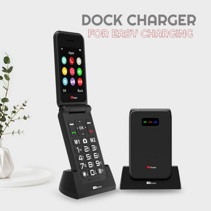 TTfone Black TT760 with Dock Charger, Three Pay As You Go